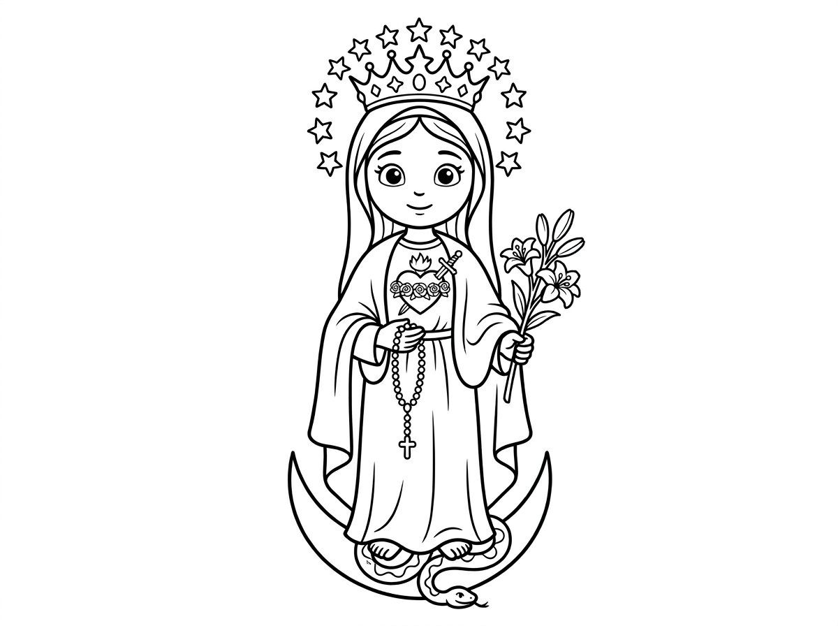 Página para colorear de la Virgen María